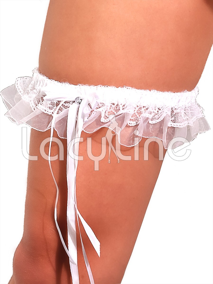 Ruffle Garter With Ribbon Bow